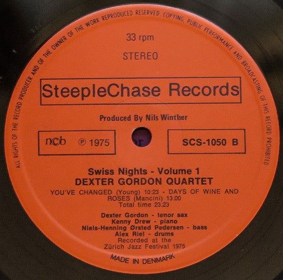 Dexter Gordon Quartet - Swiss Nights Vol. 1 (Vinyl, LP) Very Good (VG) / Very Good (VG)
