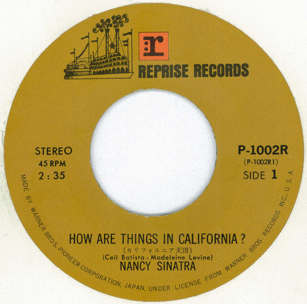 Nancy Sinatra - カリフォルニア天国 (Vinyl, 7", 45 RPM) Very Good (VG) / Good Plus (G+)