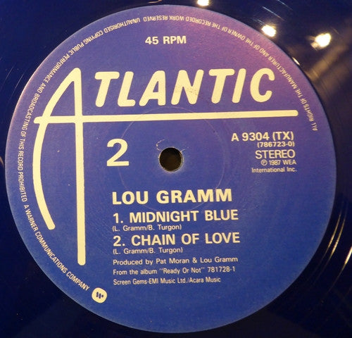 Lou Gramm - Midnight Blue (Vinyl, 12", 45 RPM, Limited Edition) Very Good Plus (VG+) / No Cover