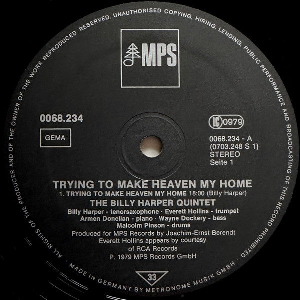 Billy Harper - Trying To Make Heaven My Home (Vinyl, LP, Album) Very Good (VG) / Very Good (VG)