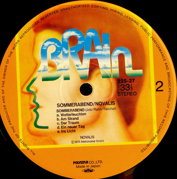 Novalis (3) - Sommerabend (Vinyl, LP, Album, Reissue) Near Mint (NM or M-) / Very Good Plus (VG+)