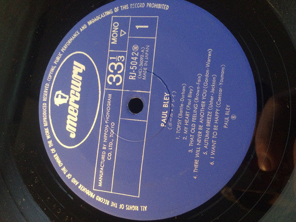 Paul Bley - Paul Bley (Vinyl, LP, Album, Reissue) Good Plus (G+) / Fair (F)