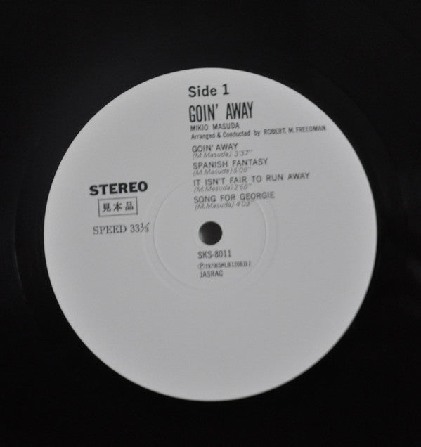 Mikio Masuda - Goin' Away = ゴーイング・アウェイ (Vinyl, LP, Album, Promo, Stereo) Very Good Plus (VG+) / Very Good (VG)
