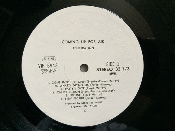 Penetration (2) - Coming Up For Air (Vinyl, LP, Album, Promo) Very Good Plus (VG+) / Very Good (VG)