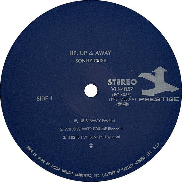 Sonny Criss - Up, Up And Away (Vinyl, LP, Album, Reissue) Very Good (VG) / Very Good (VG)
