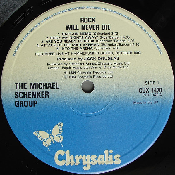 The Michael Schenker Group - Rock Will Never Die (Vinyl, LP, Album) Very Good Plus (VG+) / Very Good (VG)