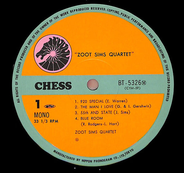 Zoot Sims Quartet - Zoot (Vinyl, LP, Album, Reissue, Mono) Very Good Plus (VG+) / Very Good Plus (VG+)