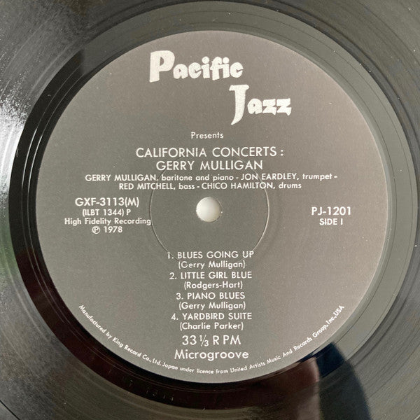 Gerry Mulligan - California Concerts (Vinyl, LP, Album, Reissue, Mono) Very Good Plus (VG+) / Very Good Plus (VG+)