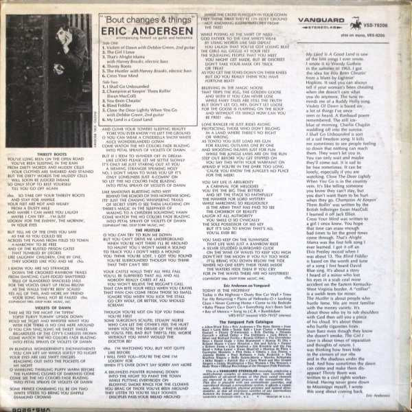 Eric Andersen (2) - 'Bout Changes & Things (Vinyl, LP, Album, Stereo) Very Good Plus (VG+) / Very Good Plus (VG+)