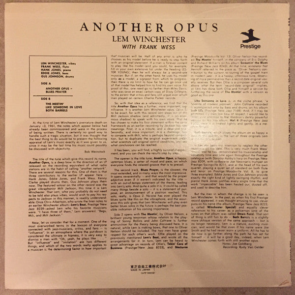 Lem Winchester - Another Opus (Vinyl, LP, Album, Stereo, Reissue) Near Mint (NM or M-) / Very Good Plus (VG+)
