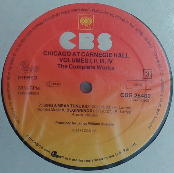 Chicago (2) - At Carnegie Hall (4xVinyl, LP, Album, Reissue) Very Good Plus (VG+) / Very Good Plus (VG+)