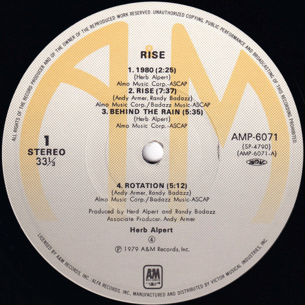 Herb Alpert - Rise (Vinyl, LP, Album)