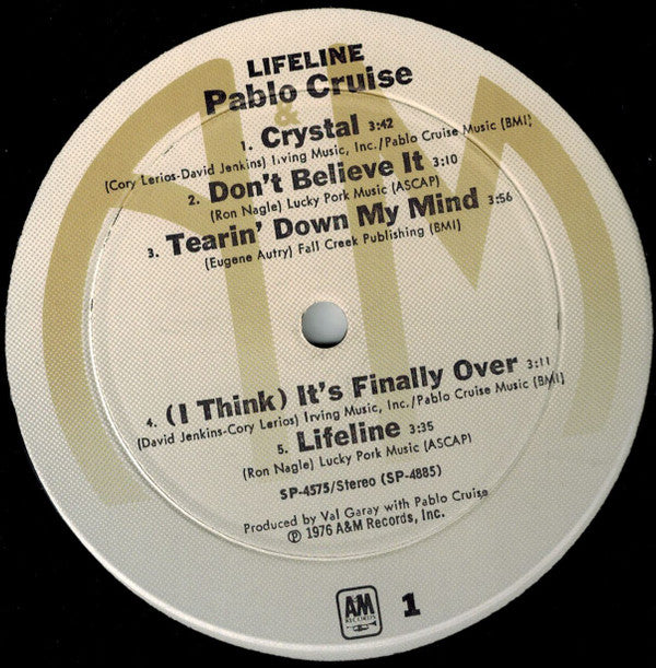 Pablo Cruise - Lifeline (Vinyl, LP, Album, Stereo) Very Good Plus (VG+) / Very Good (VG)