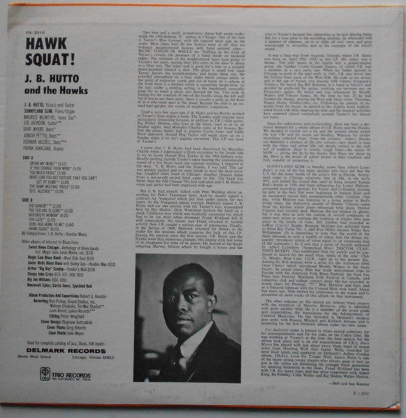 J.B. Hutto & The Hawks - Hawk Squat (Vinyl, LP, Album) Very Good Plus (VG+) / Good Plus (G+)
