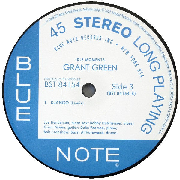 Grant Green - Idle Moments (2xVinyl, 12", 45 RPM, Album, Limited Edition, Numbered, Reissue, Stereo) Good Plus (G+) / Very Good (VG)