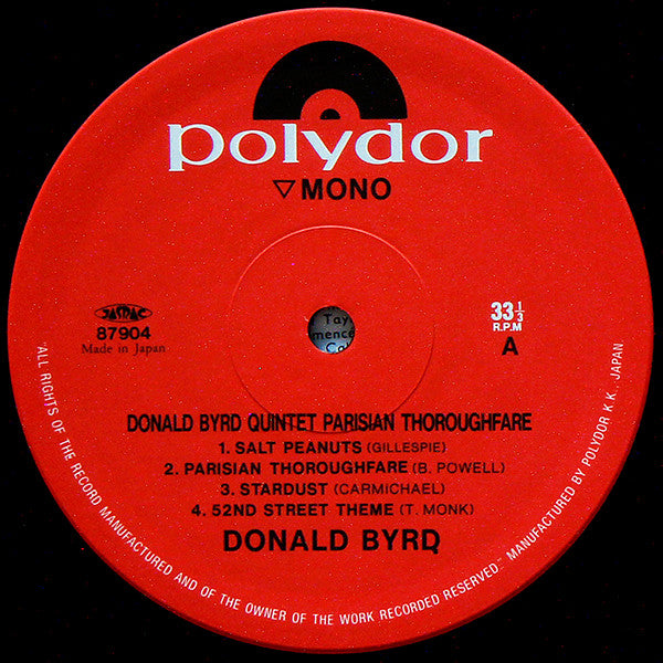 Donald Byrd Quintet - Parisian Thoroughfare (Vinyl, LP, Album, Limited Edition, Reissue, Mono) Near Mint (NM or M-) / Near Mint (NM or M-)