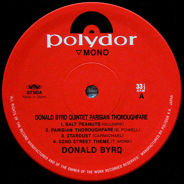 Donald Byrd Quintet - Parisian Thoroughfare (Vinyl, LP, Album, Limited Edition, Reissue, Mono) Very Good Plus (VG+) / Very Good Plus (VG+)