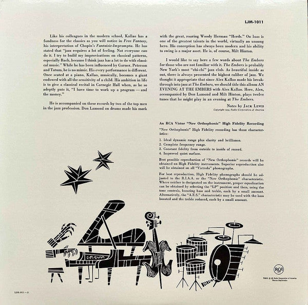 Alex Kallao Trio - An Evening At The Embers (Vinyl, LP, Album, Reissue, Mono) Very Good Plus (VG+) / Very Good Plus (VG+)