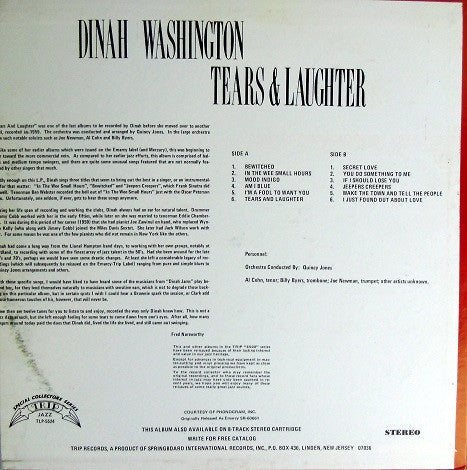 Dinah Washington - Tears And Laughter (Vinyl, LP, Album, Reissue, Stereo) Very Good (VG) / Very Good (VG)