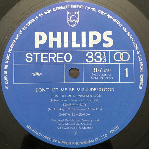 Santa Esmeralda - Don't Let Me Be Misunderstood (Vinyl, LP, Album) Very Good Plus (VG+) / Very Good (VG)
