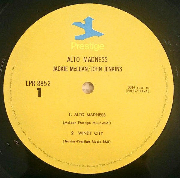 Jackie McLean - Alto Madness (Vinyl, LP, Album, Mono, Reissue) Near Mint (NM or M-) / Very Good Plus (VG+)