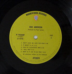 Eric Andersen (2) - Eric Andersen (Vinyl, LP, Album) Very Good Plus (VG+) / Good Plus (G+)