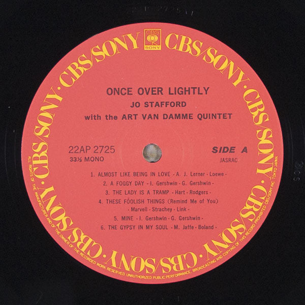 Jo Stafford - Once Over Lightly = ワンス・オーヴァー・ライトリー (Vinyl, LP, Album, Mono, Reissue) Very Good (VG) / Very Good Plus (VG+)