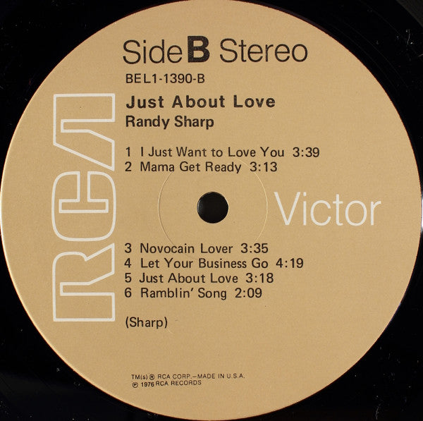 Randy Sharp - Just About Love (Vinyl, LP) Good Plus (G+) / Very Good Plus (VG+)