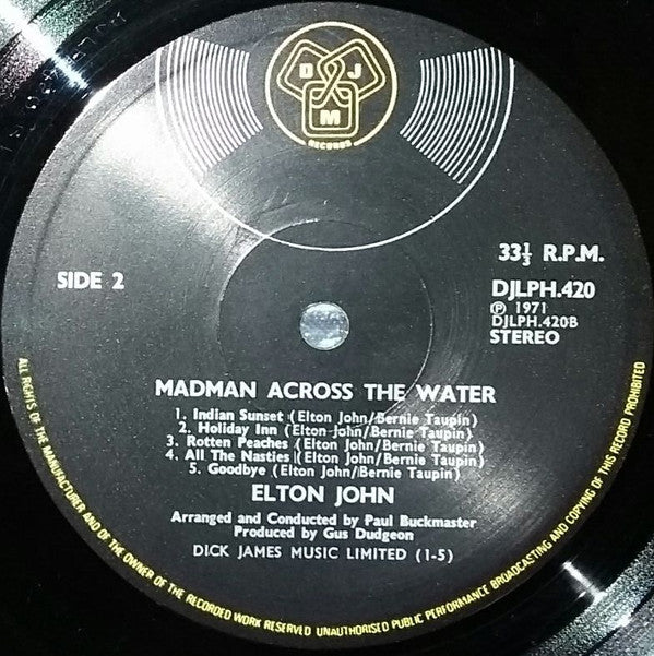 Elton John - Madman Across The Water (Vinyl, LP, Album) Good Plus (G+) / Very Good (VG)