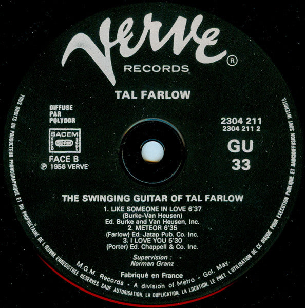 Tal Farlow - The Swinging Guitar Of Tal Farlow (Vinyl, LP, Album, Reissue, Mono) Very Good (VG) / Very Good (VG)