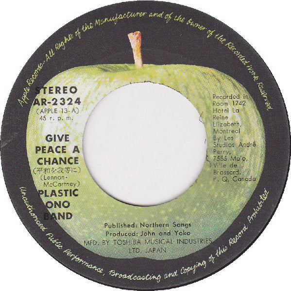 The Plastic Ono Band - Give Peace A Chance / Remember Love (Vinyl, 7", 45 RPM, Single, Stereo) Very Good Plus (VG+) / Very Good (VG)