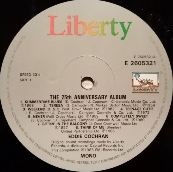 Eddie Cochran - The 25th Anniversary Album (2xVinyl, LP, Compilation) Good Plus (G+) / Very Good Plus (VG+)