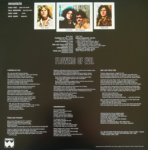 Mountain - Flowers Of Evil (Vinyl, LP, Album, Reissue) Very Good (VG) / Very Good (VG)