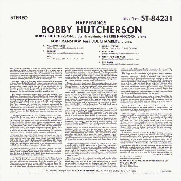 Bobby Hutcherson - Happenings (2xVinyl, 12", 45 RPM, Album, Limited Edition, Reissue, Remastered, Stereo) Very Good Plus (VG+) / Near Mint (NM or M-)