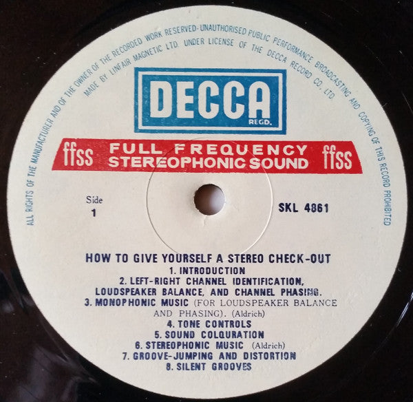 No Artist - How To Give Yourself A Stereo Check-Out (Vinyl, LP) Very Good Plus (VG+) / Very Good Plus (VG+)