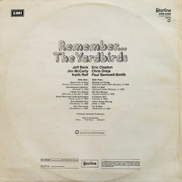 The Yardbirds - Remember... The Yardbirds (Vinyl, LP, Compilation, Repress) Very Good Plus (VG+) / Very Good Plus (VG+)