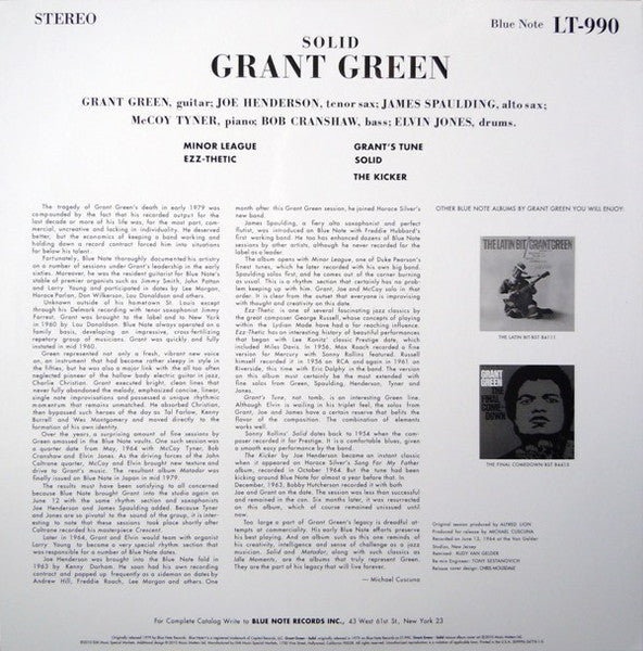 Grant Green - Solid (2xVinyl, 12", 45 RPM, Album, Limited Edition, Numbered, Reissue, Stereo) Very Good Plus (VG+) / Near Mint (NM or M-)