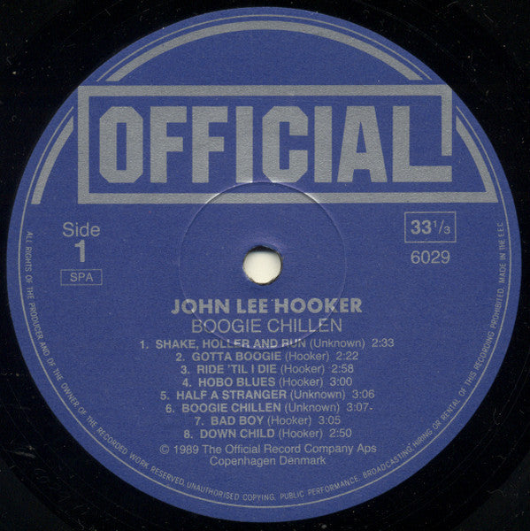 John Lee Hooker - Boogie Chillen (Vinyl, LP, Compilation, Mono) Very Good (VG) / Very Good (VG)