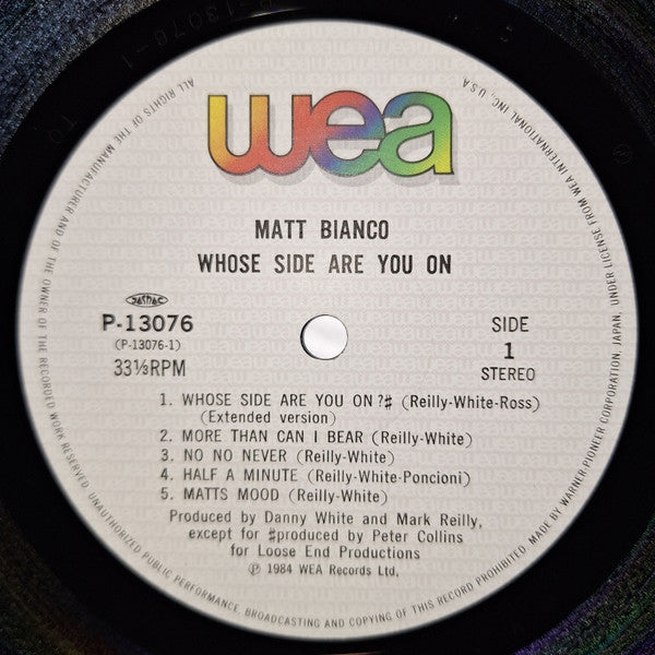Matt Bianco - Whose Side Are You On (Vinyl, LP, Album) Near Mint (NM or M-) / Very Good Plus (VG+)