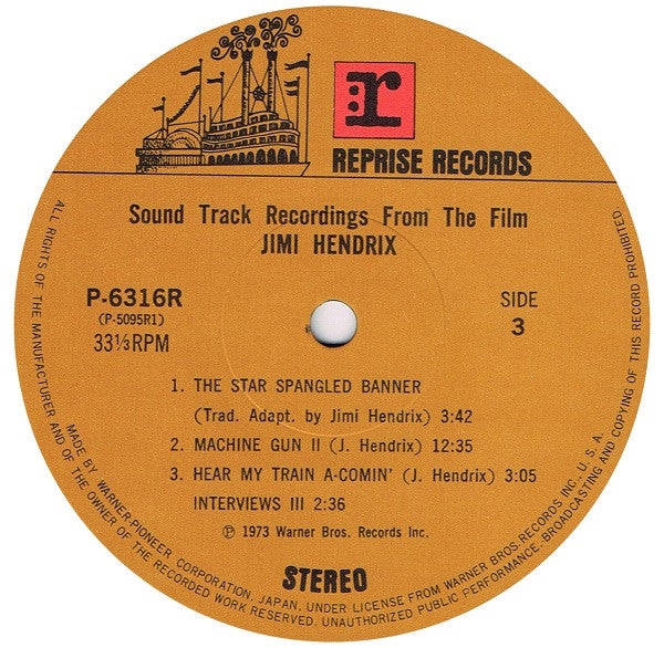 Jimi Hendrix - Sound Track Recordings From The Film "Jimi Hendrix" ...