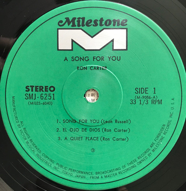 Ron Carter - A Song For You (Vinyl, LP, Album, Stereo)