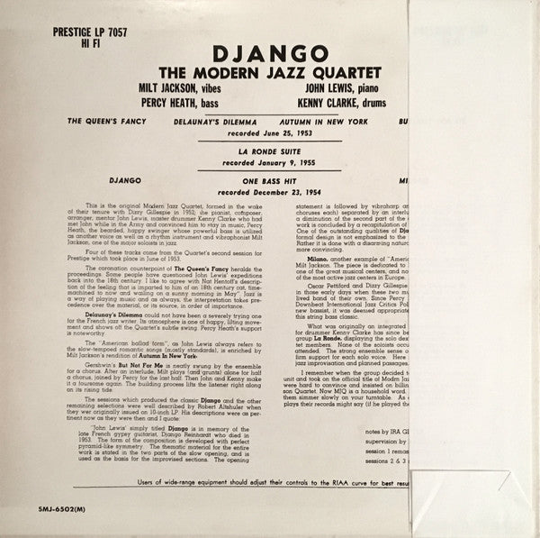 The Modern Jazz Quartet - Django (Vinyl, LP, Album, Reissue, Remast...