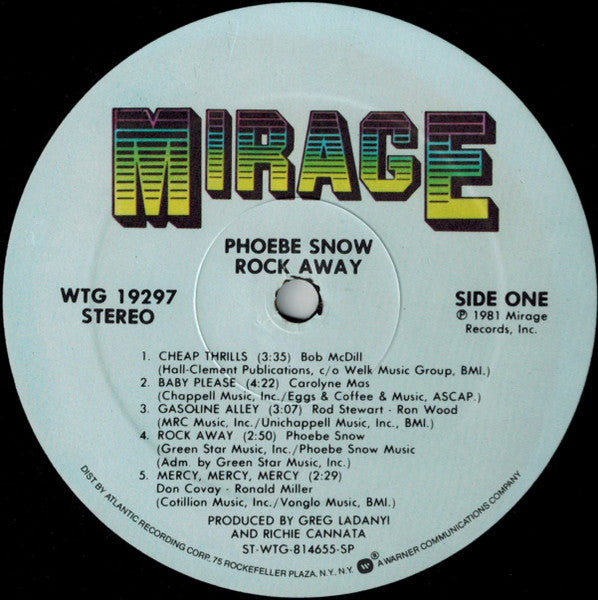 Phoebe Snow - Rock Away (Vinyl, LP, Album, Stereo) Very Good (VG) / Very Good Plus (VG+)