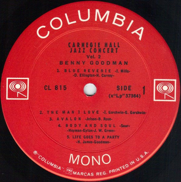 Benny Goodman - The Famous 1938 Carnegie Hall Jazz Concert - Vol. 2 (Vinyl, LP, Album, Reissue, Repress, Mono) Very Good (VG) / Good Plus (G+)