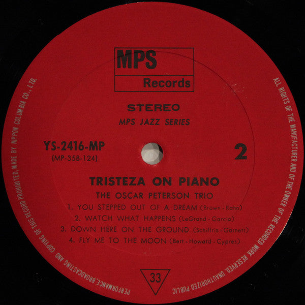 The Oscar Peterson Trio - Tristeza On Piano (Vinyl, LP, Reissue) Very Good Plus (VG+) / Very Good Plus (VG+)