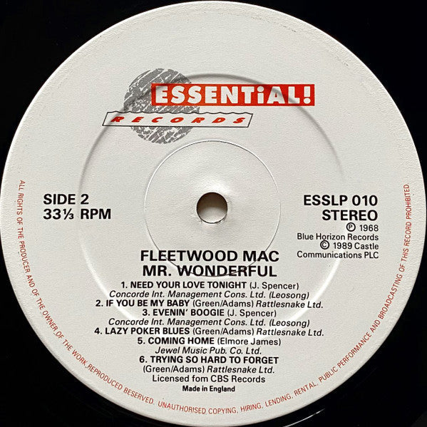 Fleetwood Mac - Mr. Wonderful (Vinyl, LP, Album, Reissue, Stereo) Near Mint (NM or M-) / Near Mint (NM or M-)