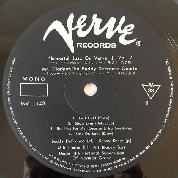 Buddy DeFranco Quartet - Mr. Clarinet (Vinyl, LP, Album, Reissue, Mono) Very Good Plus (VG+) / Very Good Plus (VG+)