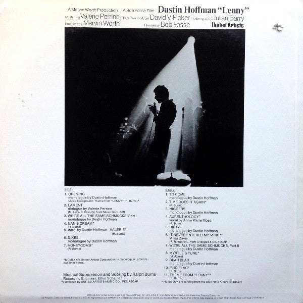 Dustin Hoffman - Lenny (Original Motion Picture Soundtrack) (Vinyl, LP) Good Plus (G+) / Very Good (VG)