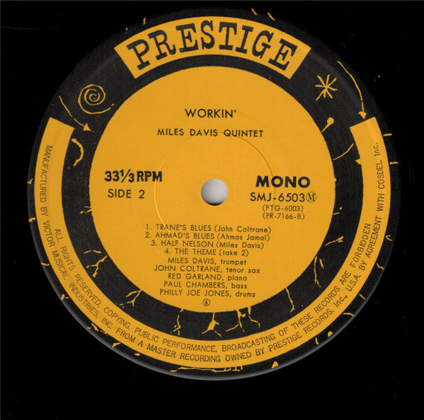 The Miles Davis Quintet - Workin' With The Miles Davis Quintet (Vinyl, LP, Album, Mono, Reissue) Very Good Plus (VG+) / Very Good (VG)