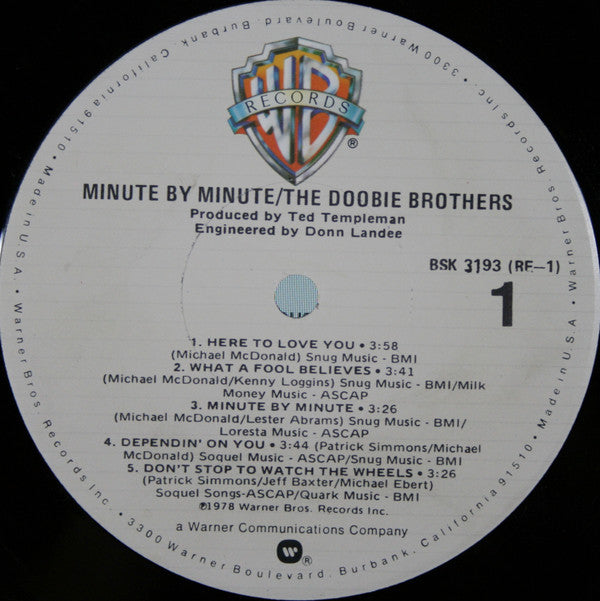 The Doobie Brothers - Minute By Minute (Vinyl, LP, Album) Very Good (VG) / Very Good (VG)